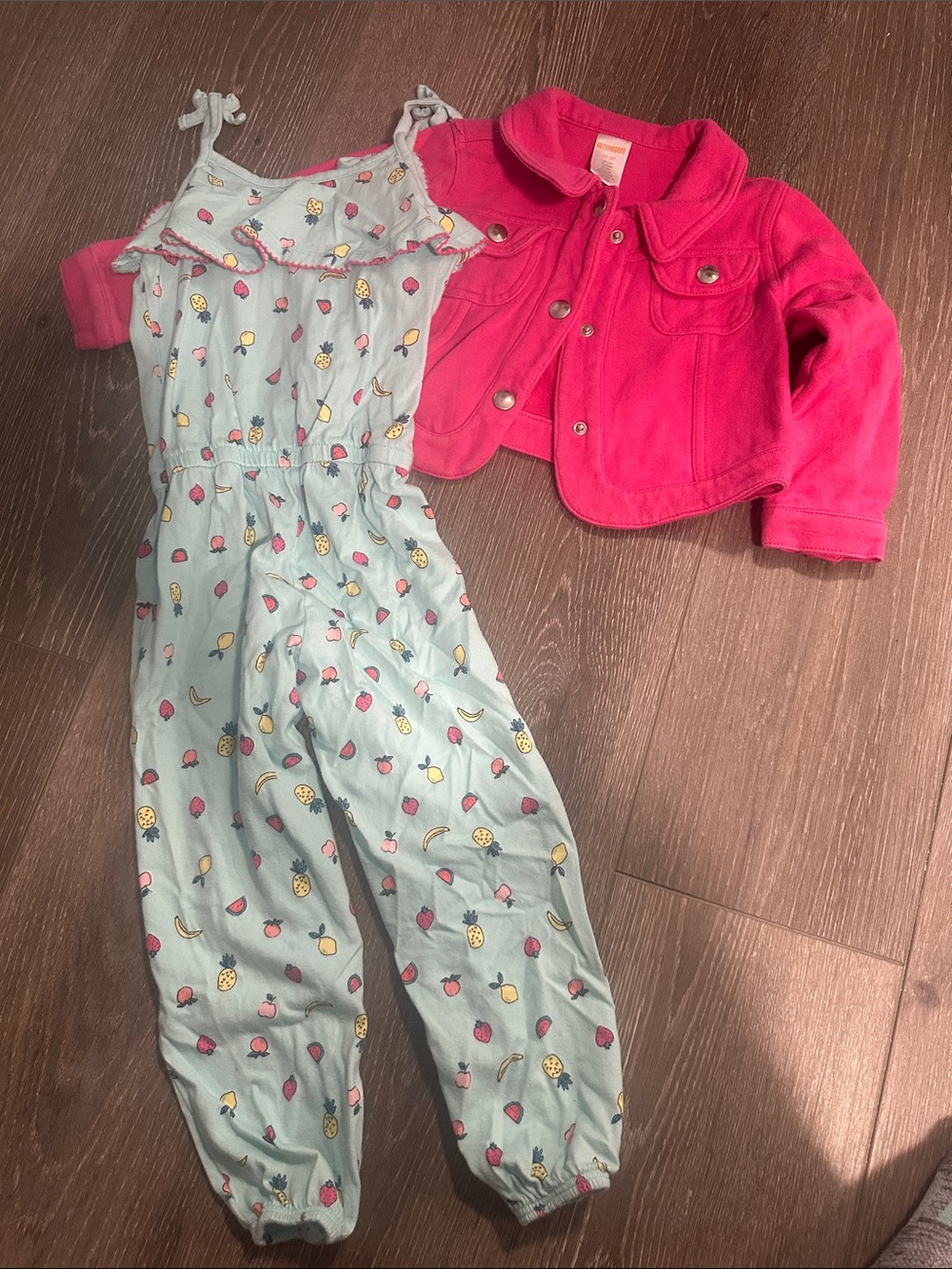 Gymboree Light Blue Fruit Print Jumpsuit with Hot Pink Jacket
